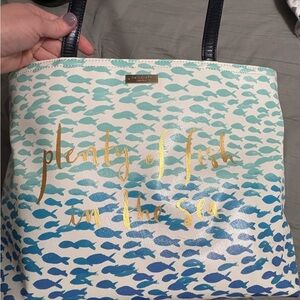 Plenty of Fish Blue and Gold Tote Bag
